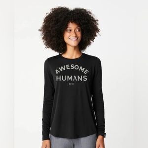 FIGS Black Limited Edition “Awesome Humans” XL Underscrub LS T-Shirt NWT
